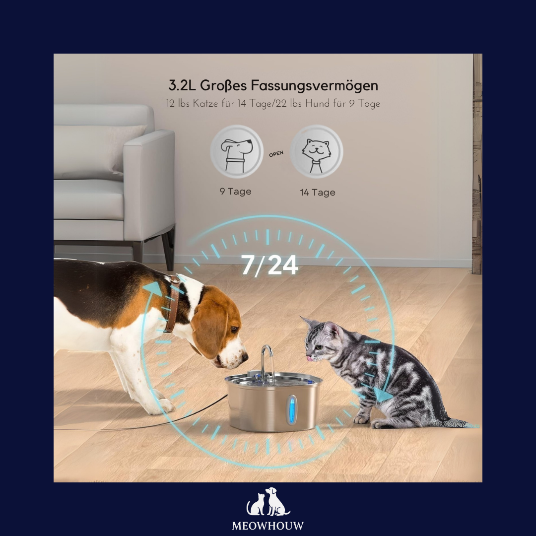 Cat Fountain Stainless Steel Pet Water Feeder 4L