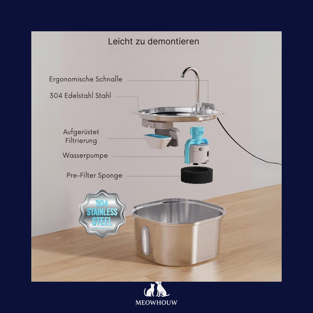 Cat Fountain Stainless Steel Pet Water Feeder 4L
