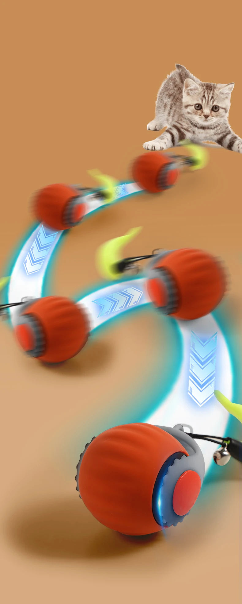 JagdBall™ – Interaktives Katzenspielzeug mit Schwanz & Sound